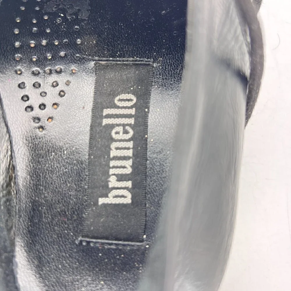 Brunello Men Size 10.5 Black Leather Square Toe Derby Dress Shoes